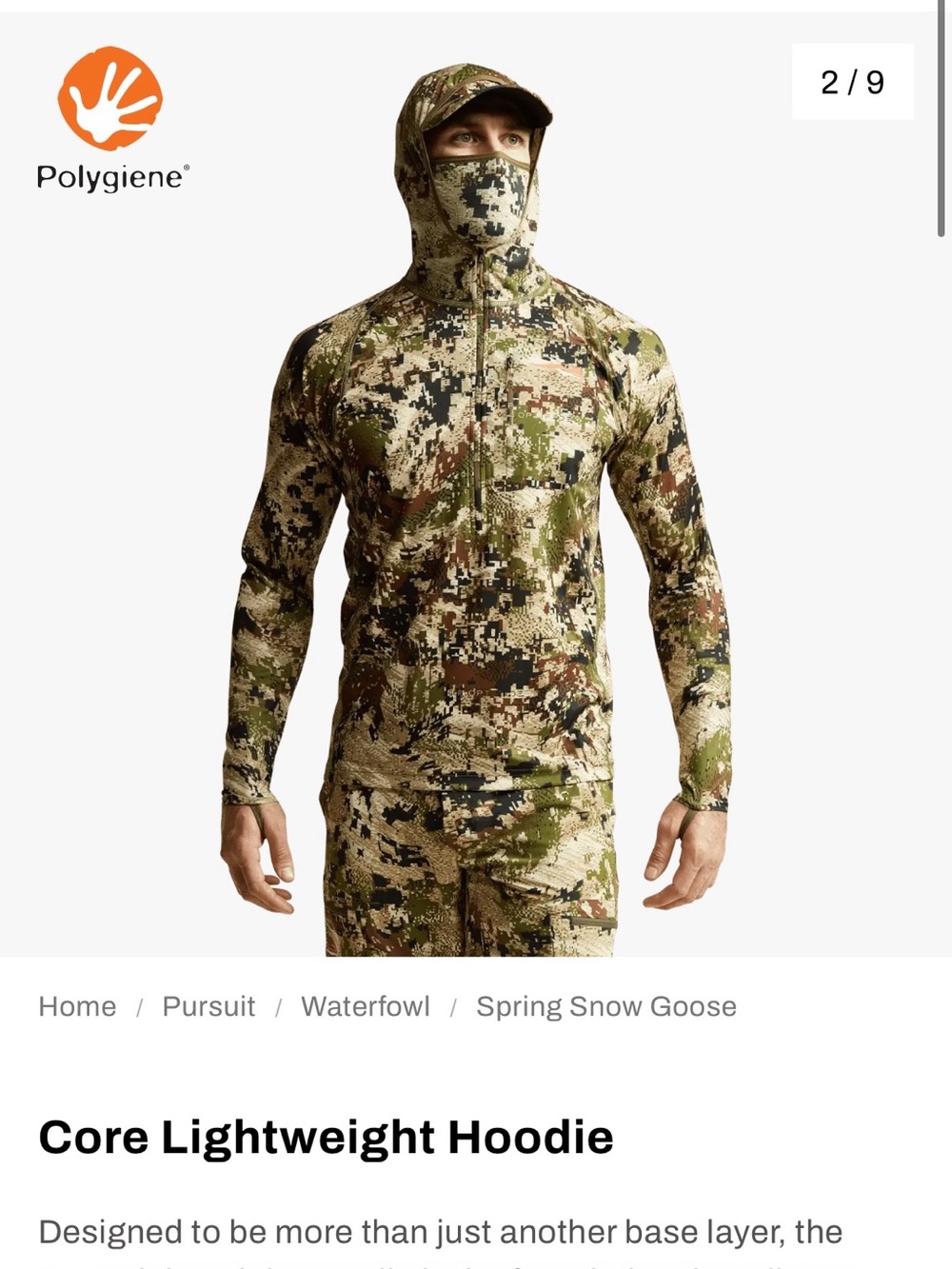 Sitka Men’s Core Lightweight Hoodie Optifade Elevated Camo Large - Picture 6 of 8